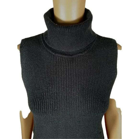 French Connection Women's Black Abel Wool Sleeveless Knit Sweater Vest - Picture 3 of 10